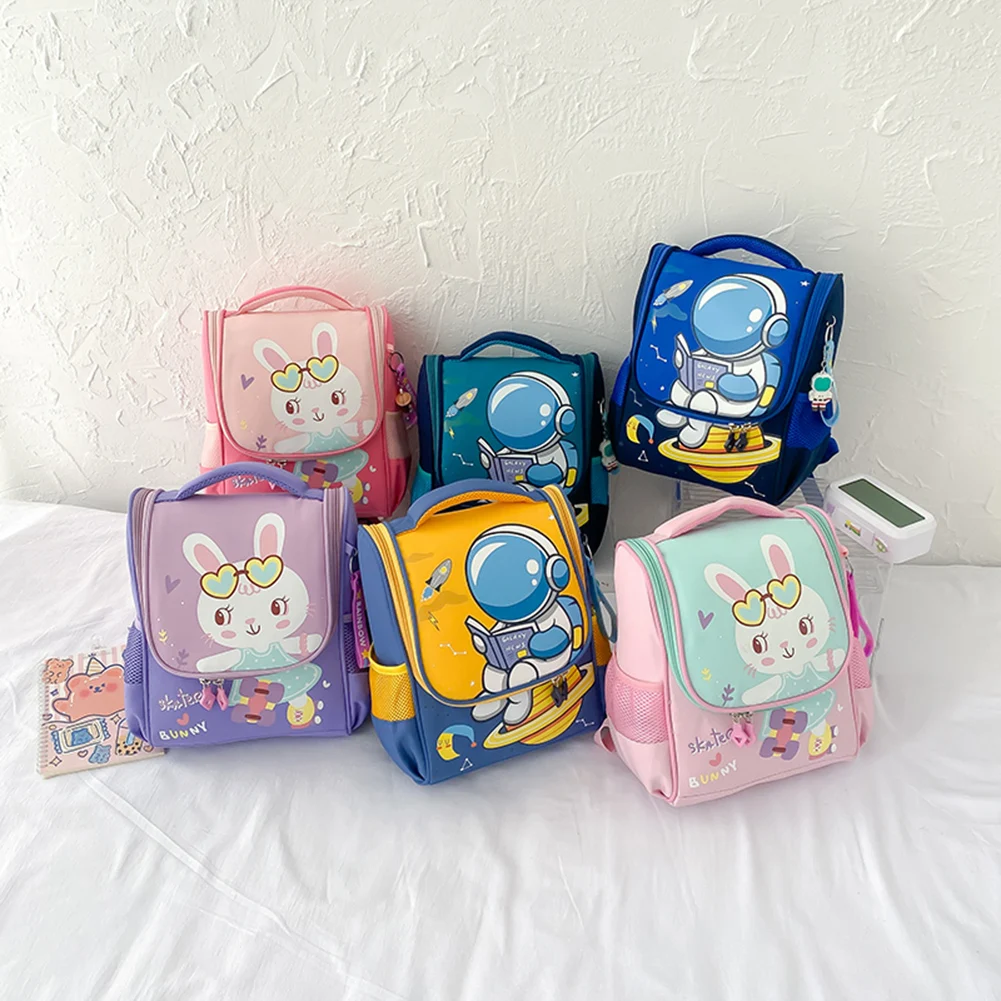 

Детский школьный ранец с мультяшным астронавтом, детские рюкзаки для детского сада с кроликом, школьные ранцы с подвеской, удобный легкий рюкзак