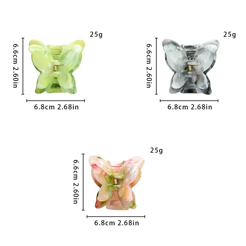 Fairy Green Butterfly Hair Claw Plastic Sweet Princess Crab Clip Hairpins Headwear for Women Girls Spring Accessories