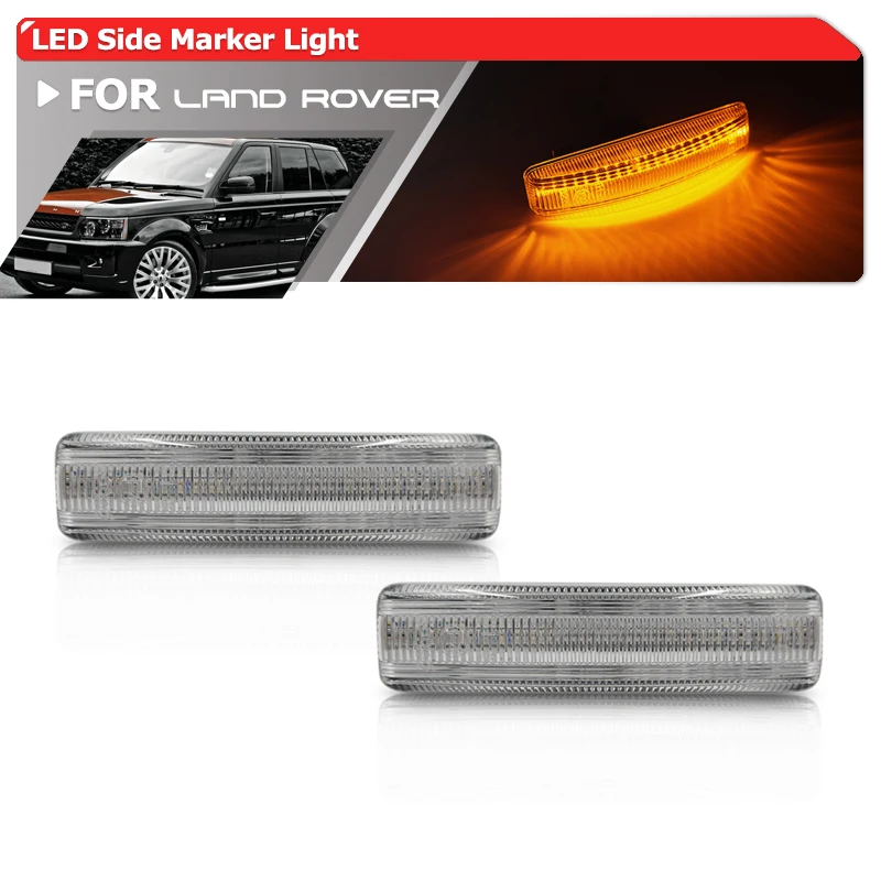 

For Land Rover LR2 LR3 LR4 Discovery 3 4 Freelander 2 Range Rover Sport 06-16 Clear Lens Amber Front Led Side Marker Lights