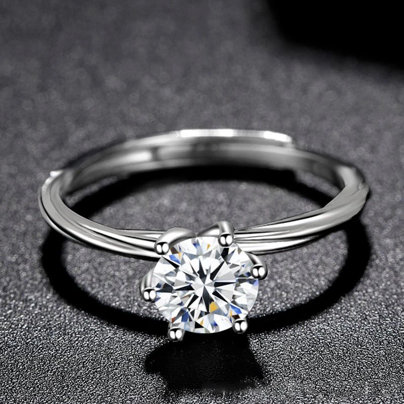 Модное прозрачное кольцо в виде короны из серебра пробы с платиновым покрытием и