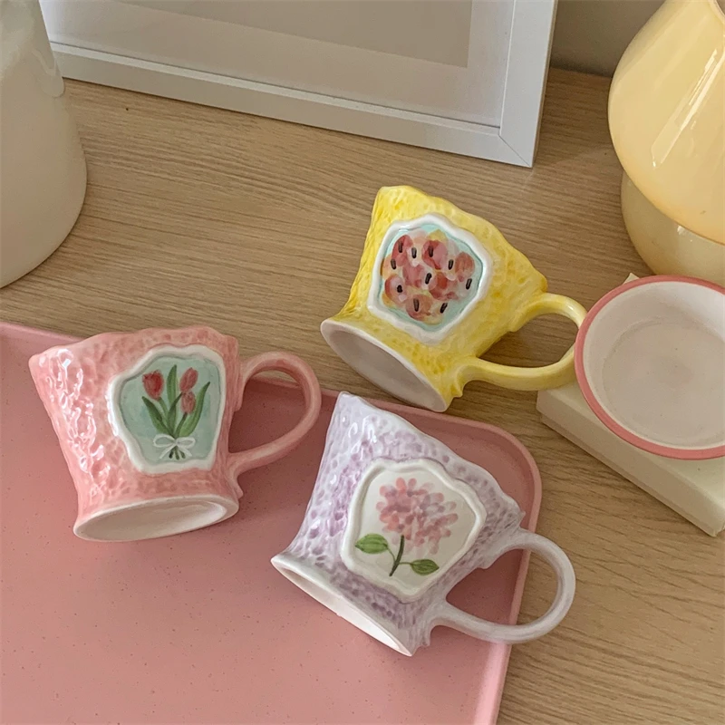 

Korean Ceramic Irregular Coffee Milk Cocoa Mug 180ML Handmade Iced Tea Juice Beer Cup Lovely Breakfast Cup Birthday Wedding Gift