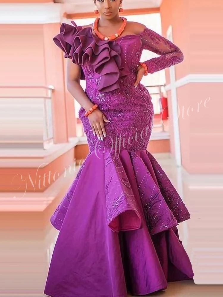 

Purple Prom Dresses for Woman Floor-Length Sexy Trumpet/Mermaid with Sequin Ruffles Formal Occasion Party Evening Elegant 2023