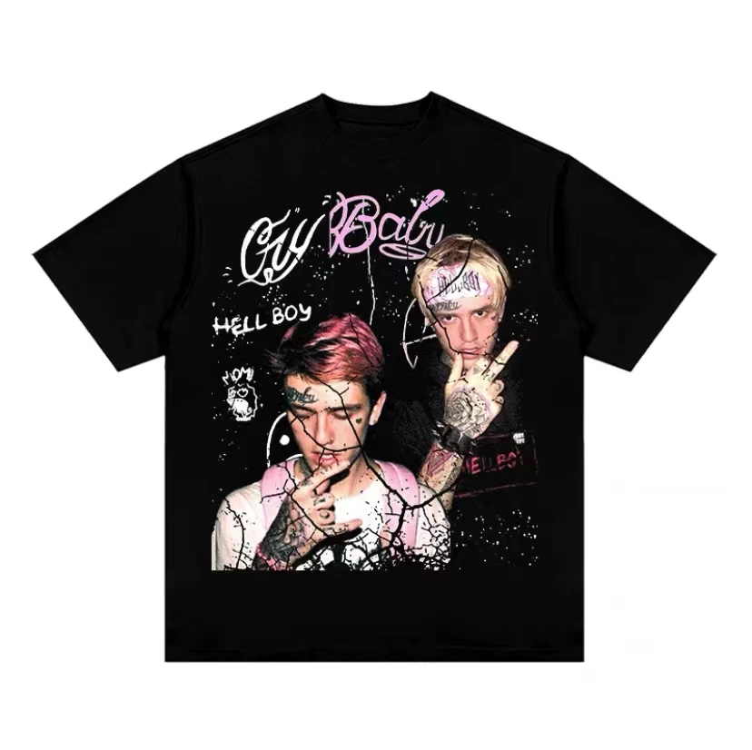 

Rapper Lil Peep Hell Boy Graphic Print Tshirt Summer Loose Trend T-shirt Oversized Short Sleeve Men/Women Hip Hop Casual T Shirt