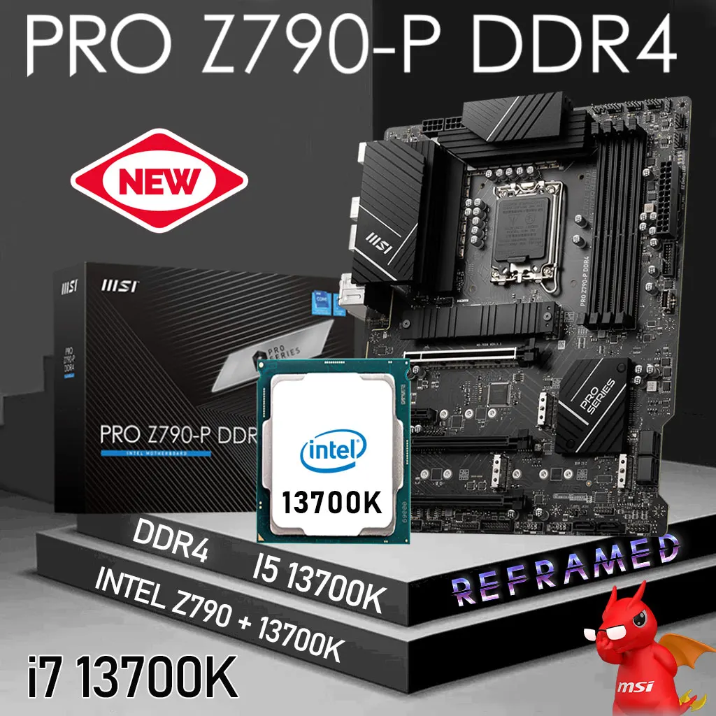 

MSI PRO Z790-P DDR4 Motherboard LGA 1700 With Intel Core i7 13700K CPU Combo i7 M.2 128GB Intel Z790 Mainboard 30M 13700K New