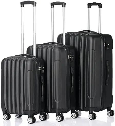 

Набор из 3 жестких чемоданов для переноски с вращающимися колесами и замком TSA, Переносные Легкие чемоданы из АБС-пластика для путешествий, Busin