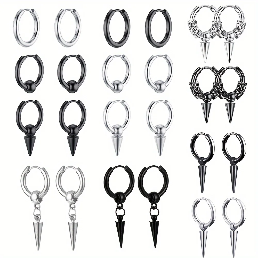 1/12 пары унисекс из нержавеющей стали круглые серьги-кольца Huggie шарнирные для