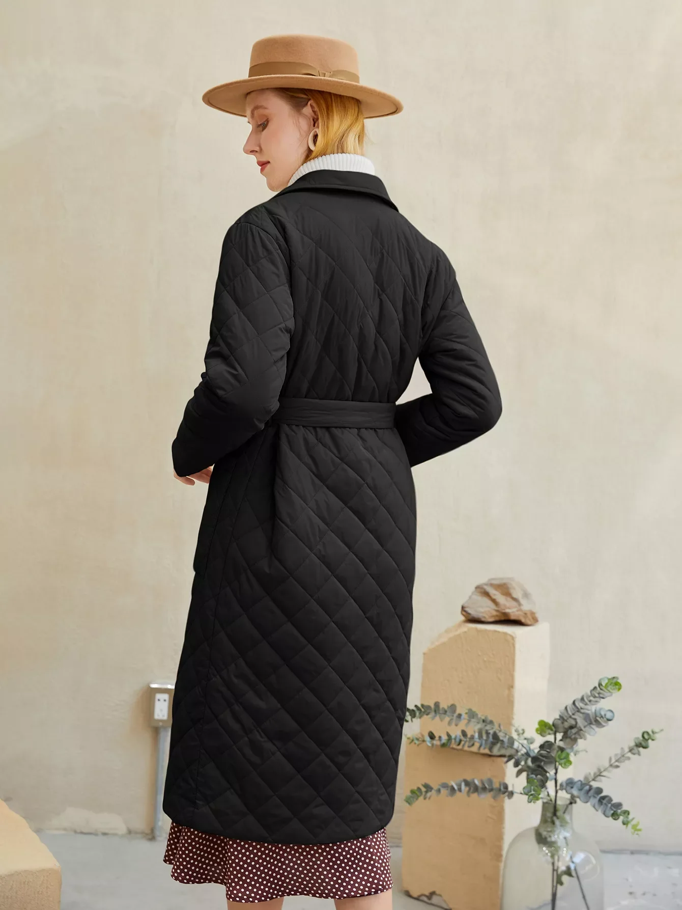 2022New Cotton padded long winter coat female Casual pocket sash women parkas High street tailored collar stylish overcoat 2020