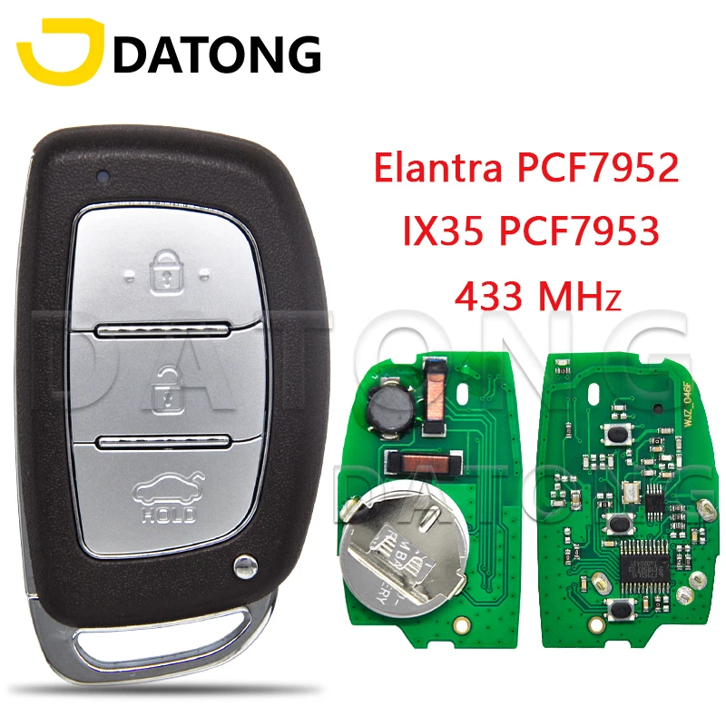 Datong World Car Remote Key For Hyundai IX35 ID46 PCF7953 Verna Elantra ID46 PCF7952 433FSK Replace Smart Control Keyless Entry
