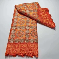 orange african lace fabric 2022 high quality guipure lace fabric latest french cord lace fabric with stones for wedding 1967