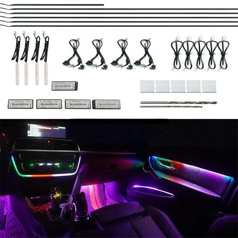 18 in 1 Symphony Car Ambient Lights RGB Car Interior Acrylic Light Guide Fiber Optic Universal Car Decoration Atmosphere Lights