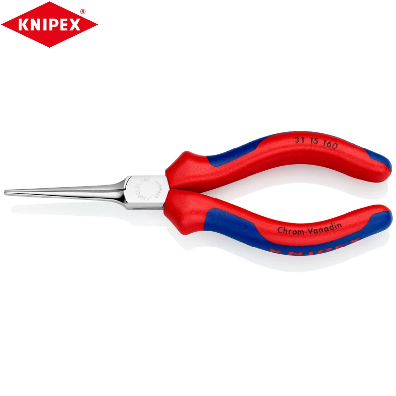 

KNIPEX 31 15 160 игольчатые плоскогубцы с гладкой поверхностью губки сверхдлинные губки широкий диапазон применения простота в эксплуатации