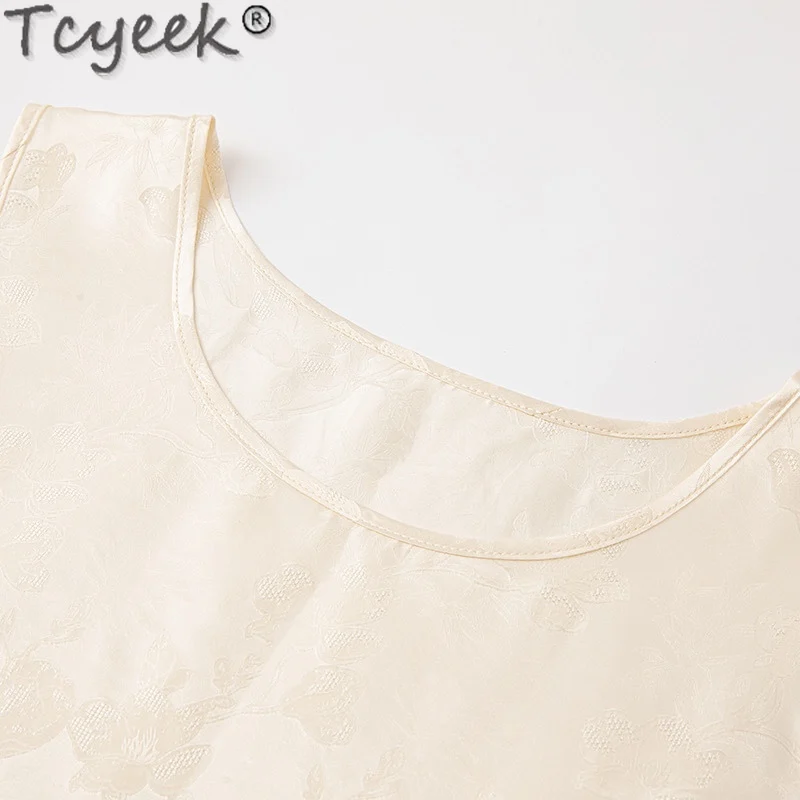 Tcyeek платье из 100% натурального шелка тутового женская летняя одежда миди 2024