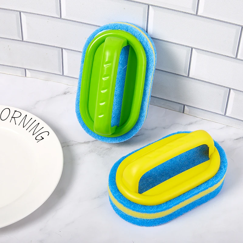 

Кухонная губка, салфетка с ручкой, чистящая щетка для ванной комнаты, плитки, стекла, губка для очистки, утолщение, удаление пятен, чистящая щ...