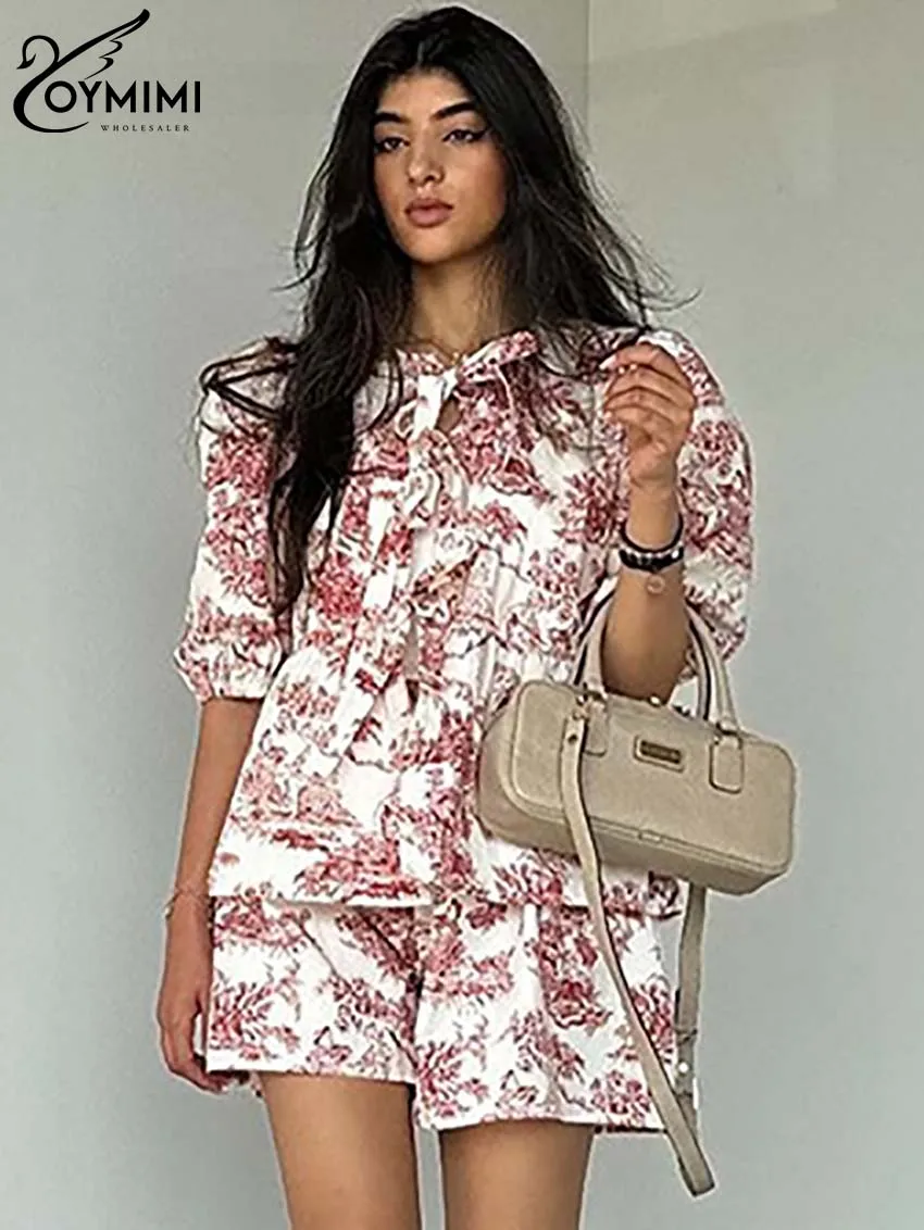 Oymimi повседневные комплекты с красным принтом для женщин комплект из 2 предметов