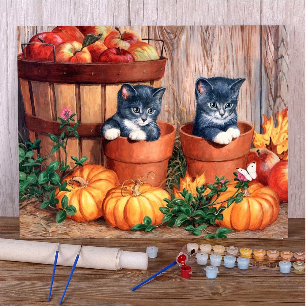 Набор для рисования по номерам животных и кошек масляные краски 50*70 рисование