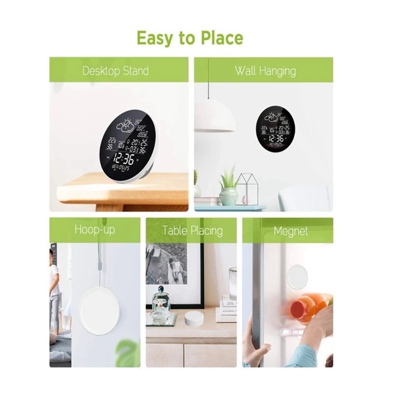 Смарт-часы Tuya Беспроводные с Wi-Fi термометром и гигрометром