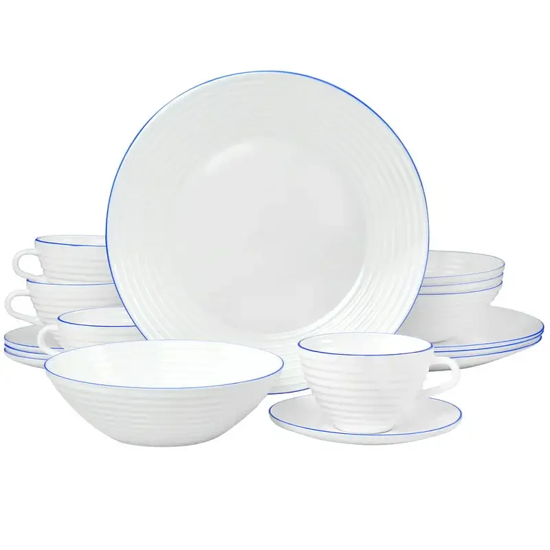 

Игра De Vajilla, 16 предметов, набор посуды из опалового стекла, белая посуда для здоровья и безопасности