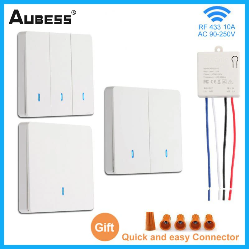 Беспроводной умный выключатель света RF 433 МГц настенный панельный с