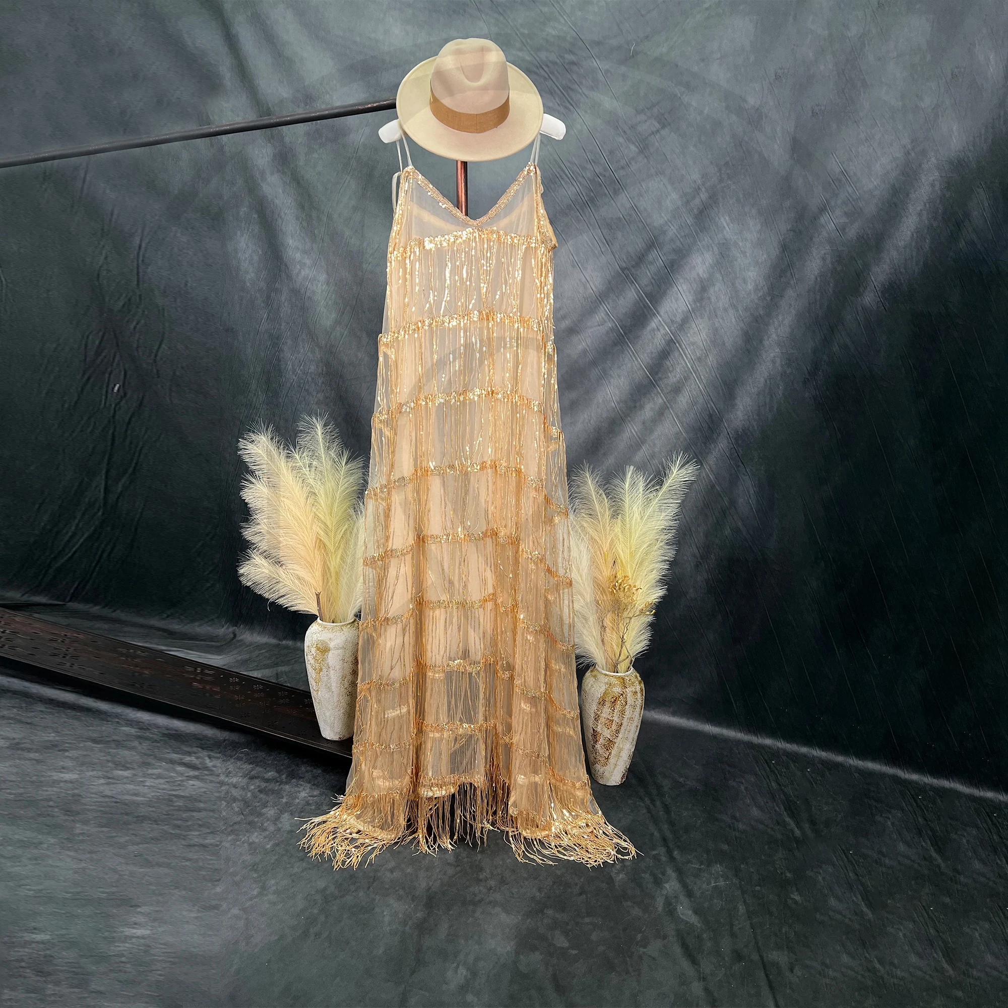 Платье для беременных с золотыми блестками Don &amp Judy Boho сексуальное платье без