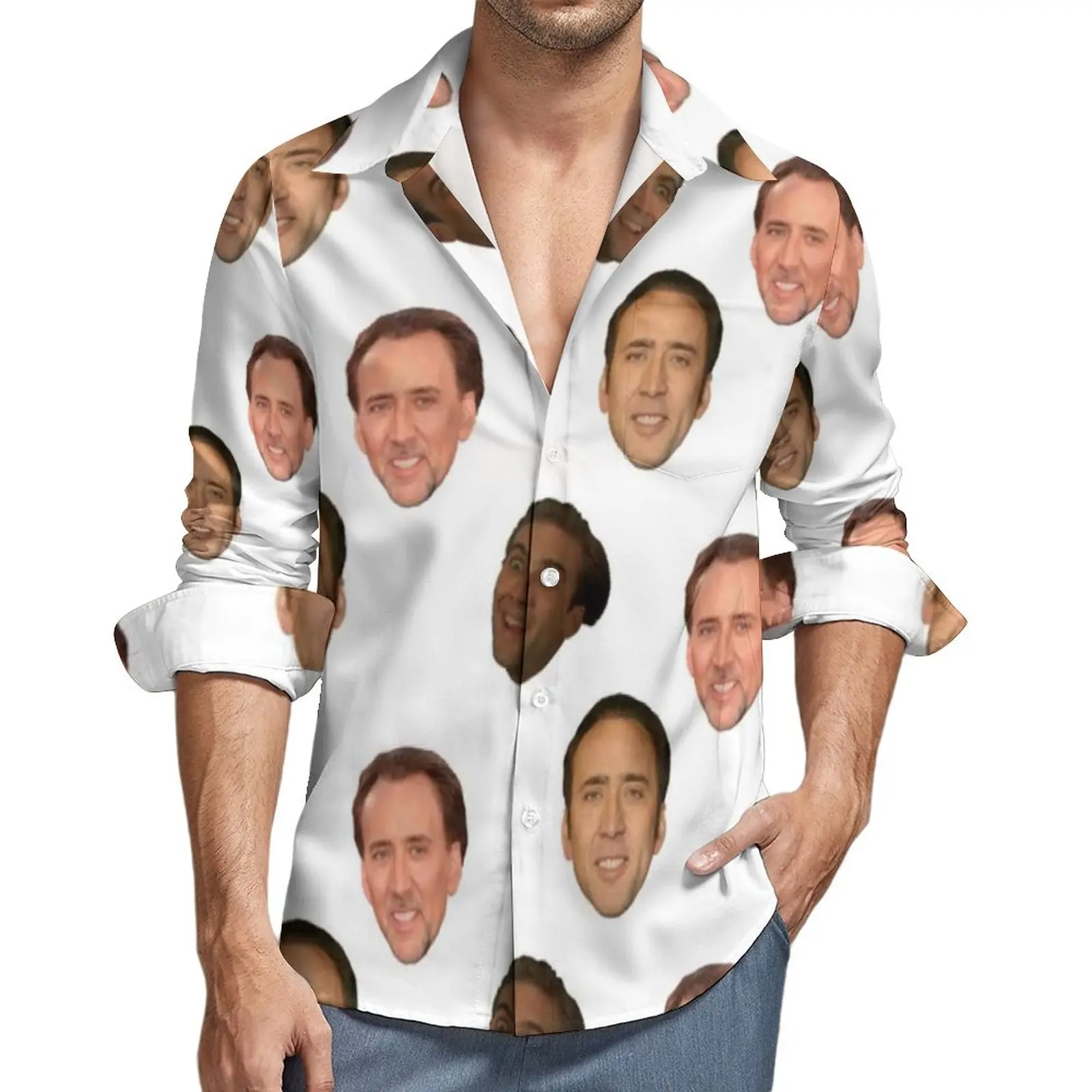 

Мужская Повседневная рубашка с длинным рукавом и графическим принтом