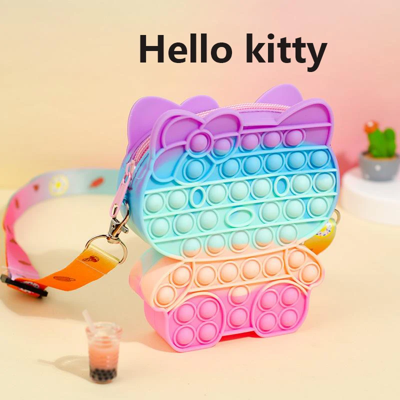 

Fidget Toys Pop Kawaii Hello Kitty Bag Its Push Bubble Alleviate Autism and Adhd Anti-Stress Ladies Satchel Squeeze Toys for Kid