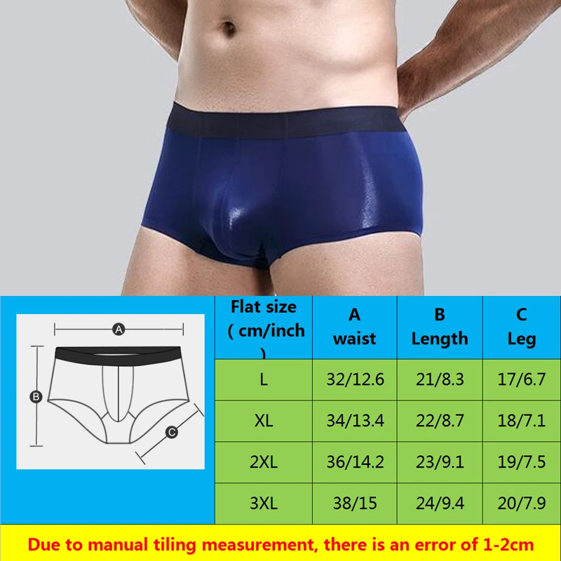3 Pcs Mens Breathable Ice Silk Boxer Briefs Shorts Seamless Ultra-thin Boxershorts Plus Size Panties Underpants Underwear