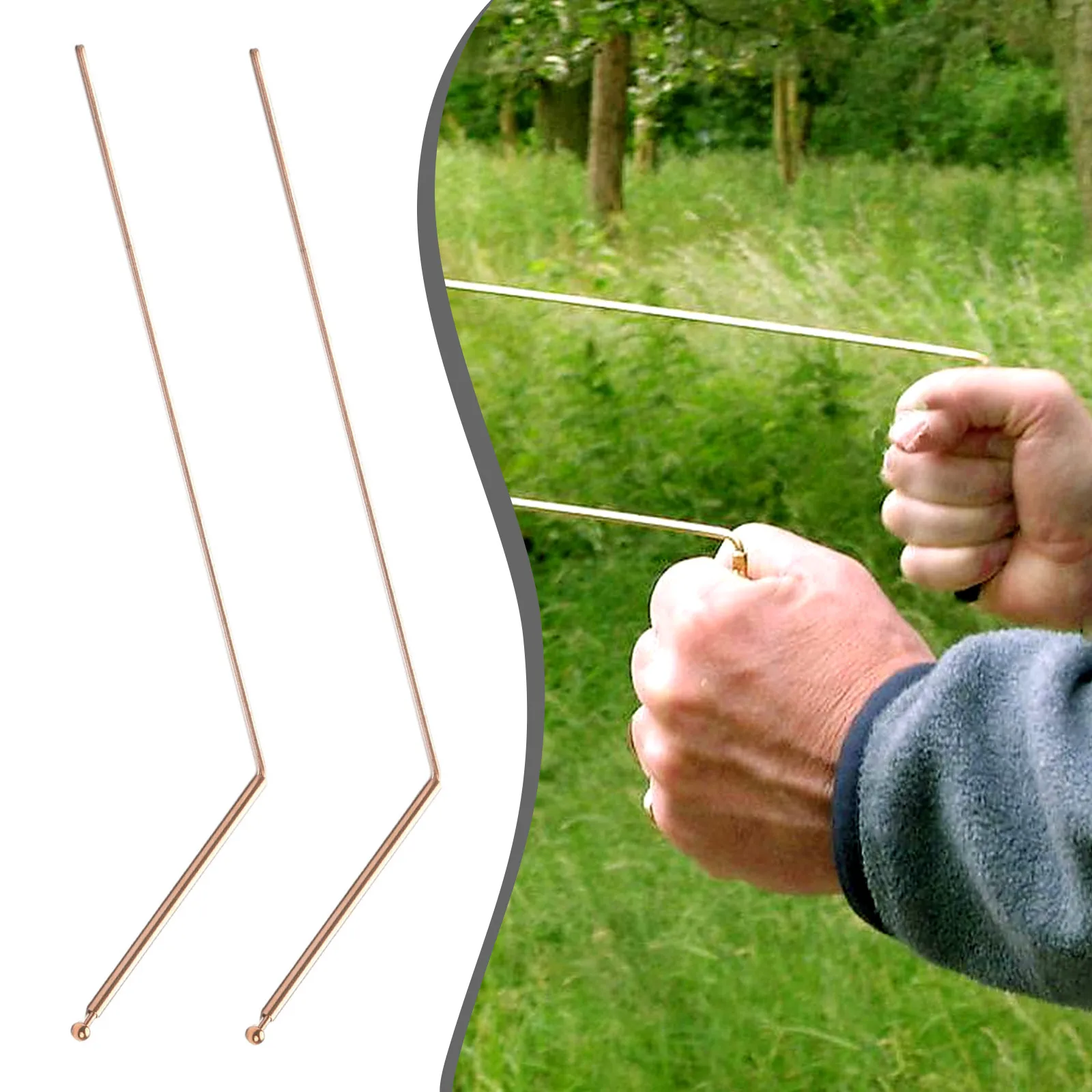 

2pcs Copper Detector Rod Metal Detector Rod Flat/round Bead For Water/Treasure/Finding Tools Traveling Carrying Positioning Rod