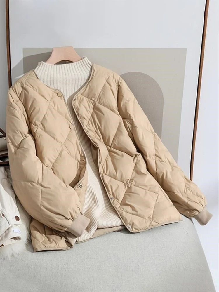 WYWMY Autumn Winter Light Thin Warm Women Puffer Jackets Korean Style Fashion Baseball Collar Female Down Coat