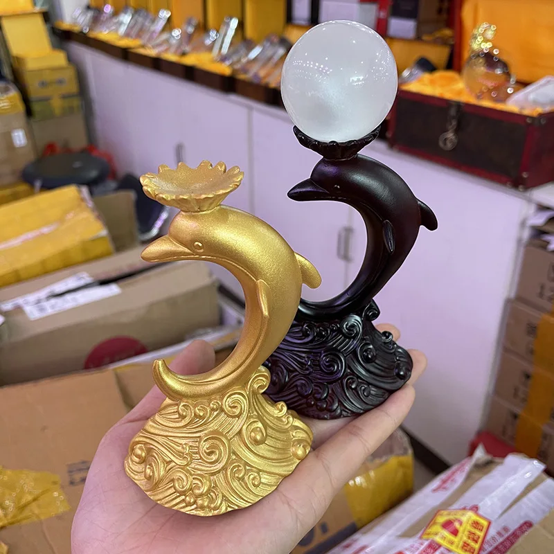 

CS83 Dolphin Resin Statue Crystal Ball Holder Sphere Display Stand Sculpture Figurines Desktop Home Ornament for 2-5cm Balls