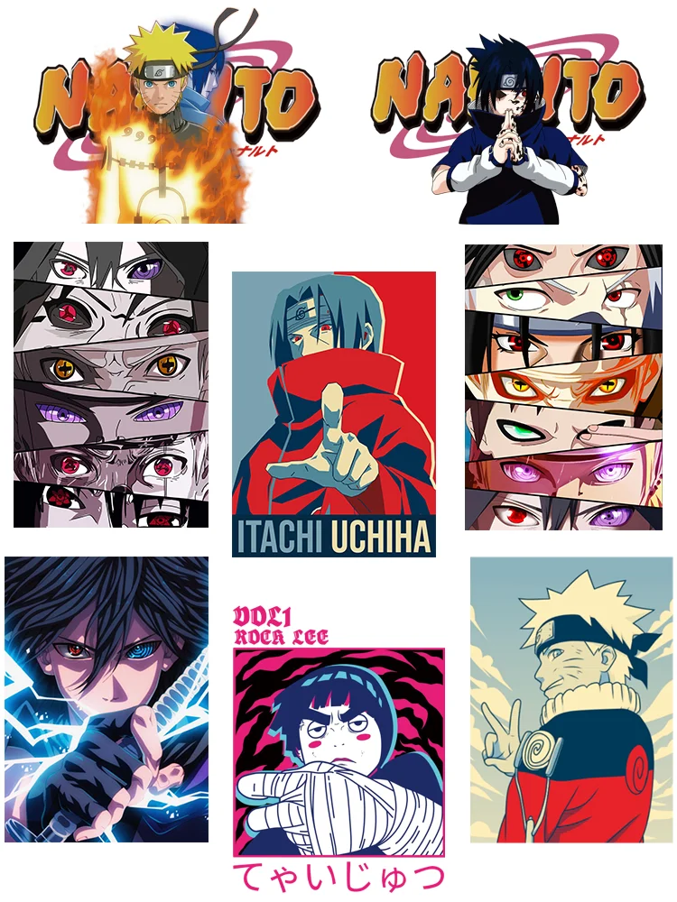 Anime clothing stickers NARUTO Uchiha Sasuke Patches for clothes thermo-stickers for children