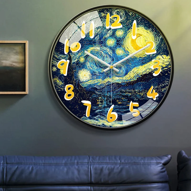 

Classic Starry Sky Luminous Wall Clock Kitchen Wall Clock Kids Bedroom Watch Wall Clocks Wandklok Room Decoration Accessories