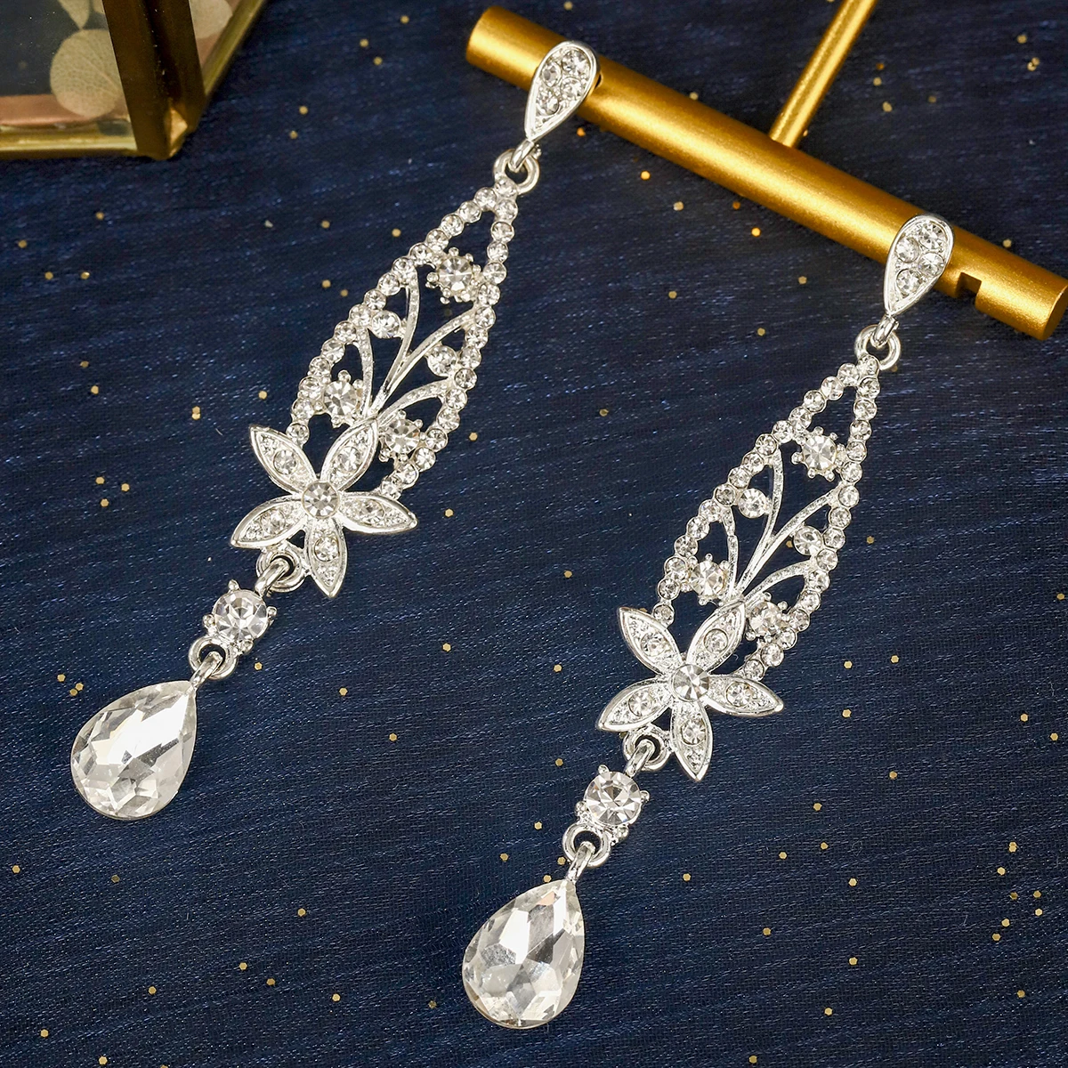 Сверкающие серьги-капли с кристаллами в стиле барокко модные длинные женские