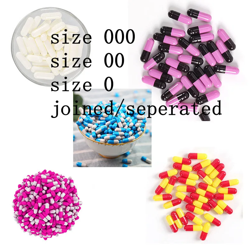

1000pcs Standard Size 00#0# 000# Empty Capsules Gelatin Clear Capsules Hollow Hard Gelatin Transparent Seperated Joined Capsules