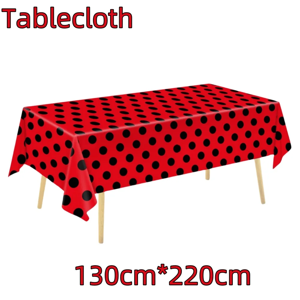 Украшения для дня рождения с божьей коровкой красная и черная посуда вечеринки