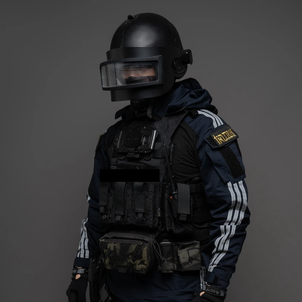 

[TRN]BAC Black And Grey Assault Reflective Strip Instructor Uniform Three-Bar Striped Tactical Suit