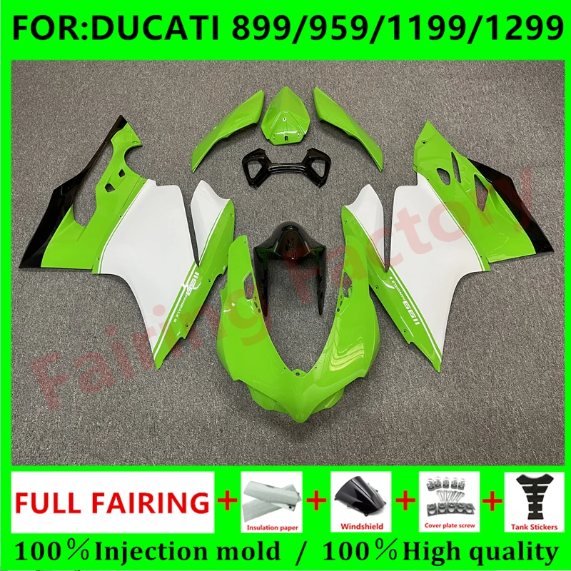 

Комплект обтекателей мотоцикла для Ducati 899 1199 2012 2013 2014 Panigale 959 1299 2015 2016 2017 2018 полный обтекатель зеленый белый