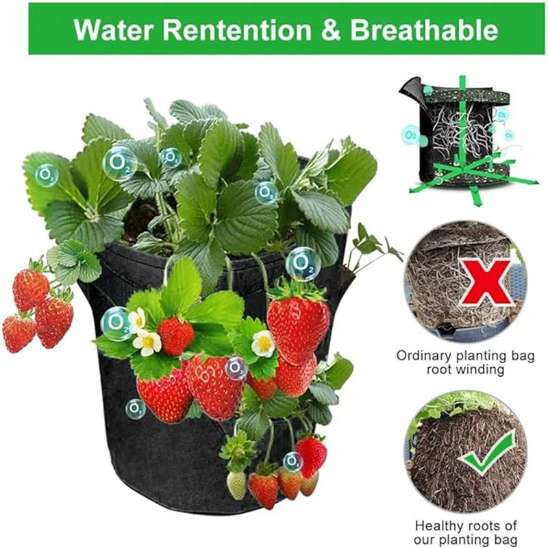 Сажалка для клубники сумка выращивания растений дышащая фетровая с 6 боковыми