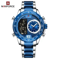 naviforce 2022 new design mens lcd display wristwatches luxury watch for men luminous waterproof steel watch japan movment