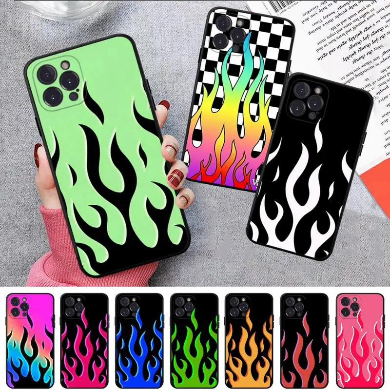 

Fashion Red Flames Fitted Phone Case For iPhone 14 11 12 13 Mini Pro XS Max Cover 6 7 8 Plus X XR SE 2020 Funda Shell