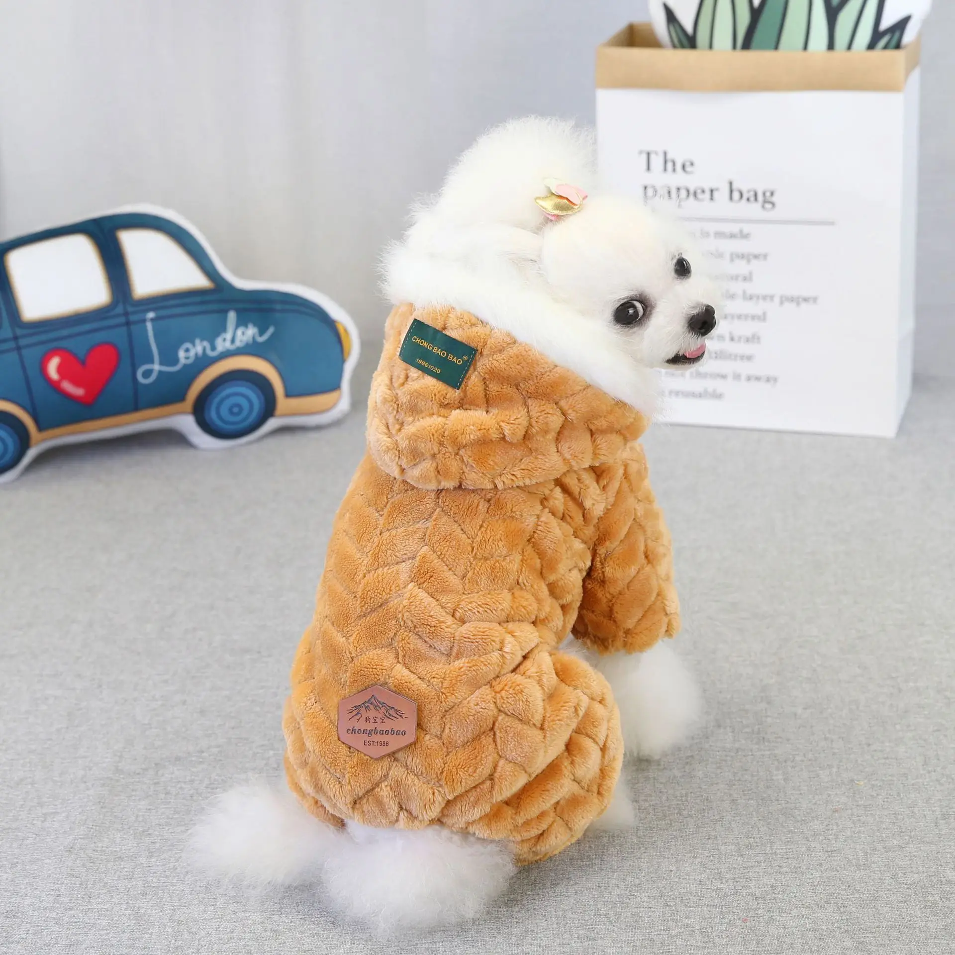 

Jacket For French Bulldog Puppy Chihuahua Winter Pet Dog Clothes Thicker Polyester Cotton Coat Jumpsuit Four-legged Down