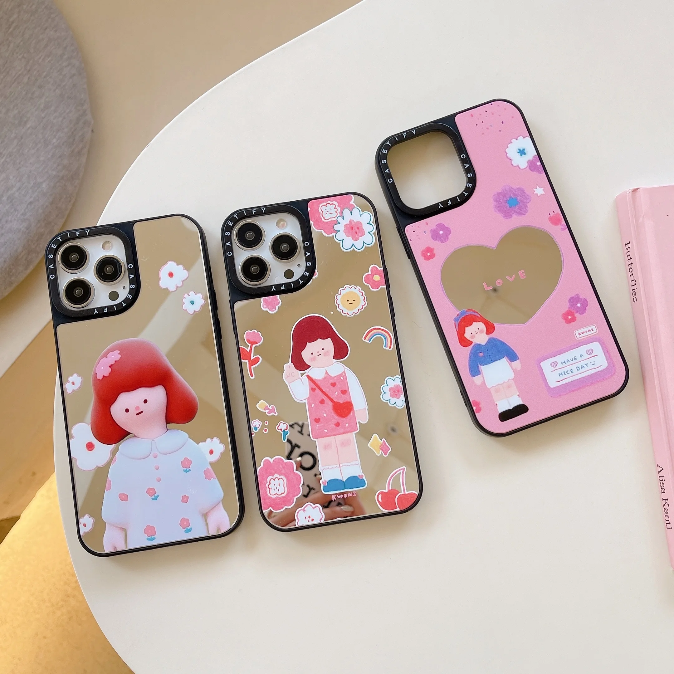 

Little Girl Mirror Phone Case Iphone Case 13 Pro Max Pink Phone Case Fall Resistant All-inclusive Phone Case