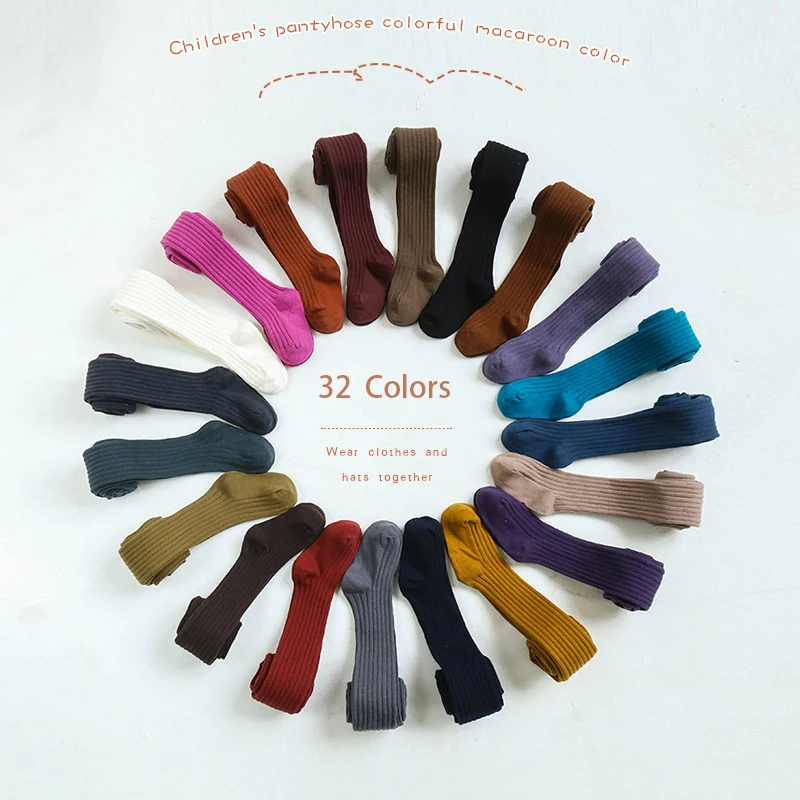 32 цвета детские колготки хлопковые теплые зимние для девочек длинные чулки