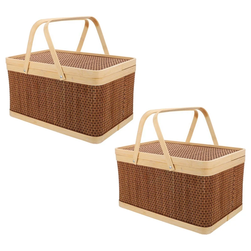 

3x бамбуковая портативная корзина для хранения, корзина для пикника, корзина для закусок и фруктов, корзина для хранения в спальне