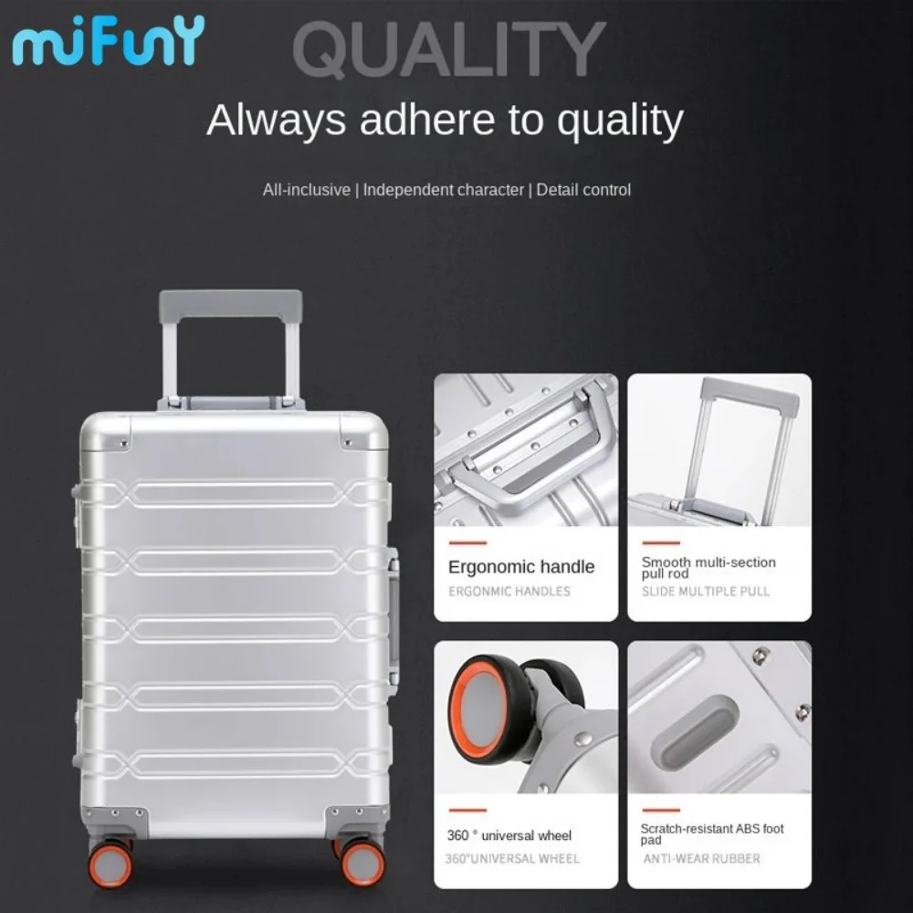 MIFUNY Aluminum-magnesium Rolling Luggage Alloy Travel Suitcase Business Carry-Ons Cabin Suitcase Carry on Luggage with Wheels