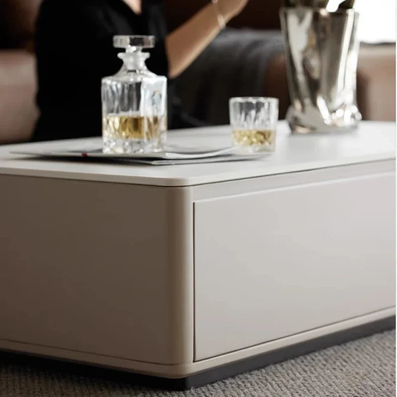 Белый кофейный столик в скандинавском стиле прямоугольный дизайнерский простой