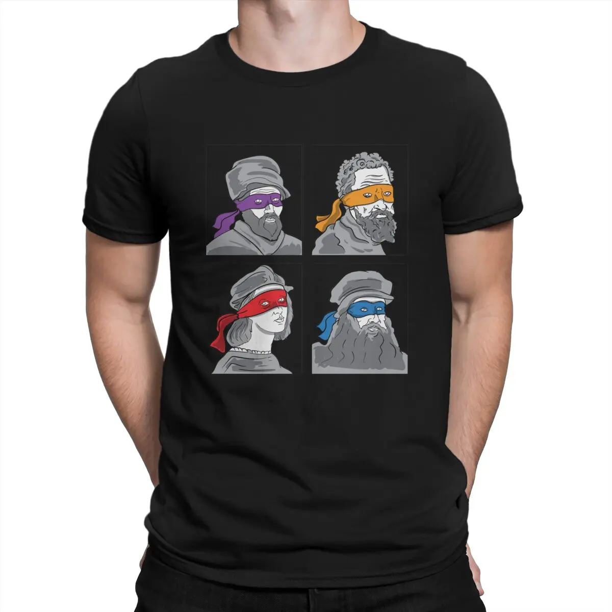 

Vintage Science Turtles T-Shirts Men Round Collar Cotton T Shirts Artists Leonardo Da Vinci Short Sleeve Tees Gift Idea Clothes