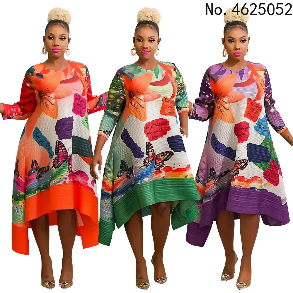 

Африканские платья для женщин, африканские женские платья с длинным рукавом и круглым вырезом, платье из полиэстера с принтом, африканская ...