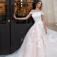 vintage wedding dress appliques off the shoulder boat neck sweetheart luxury lace up ball gown vestido de novia for women