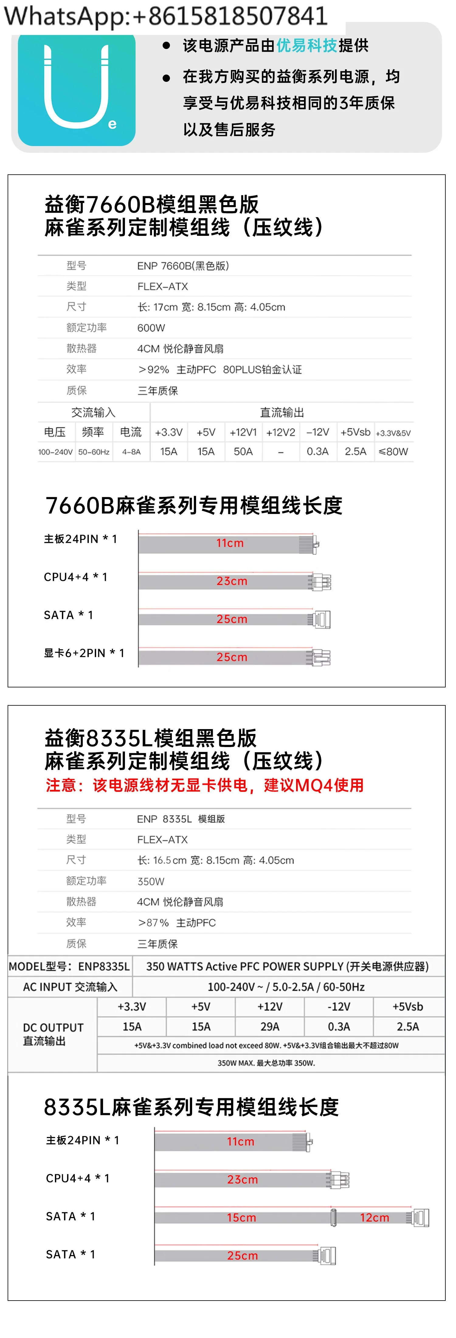 Кабель модуля 7660B/8335L FLEX небольшой источник питания 1U