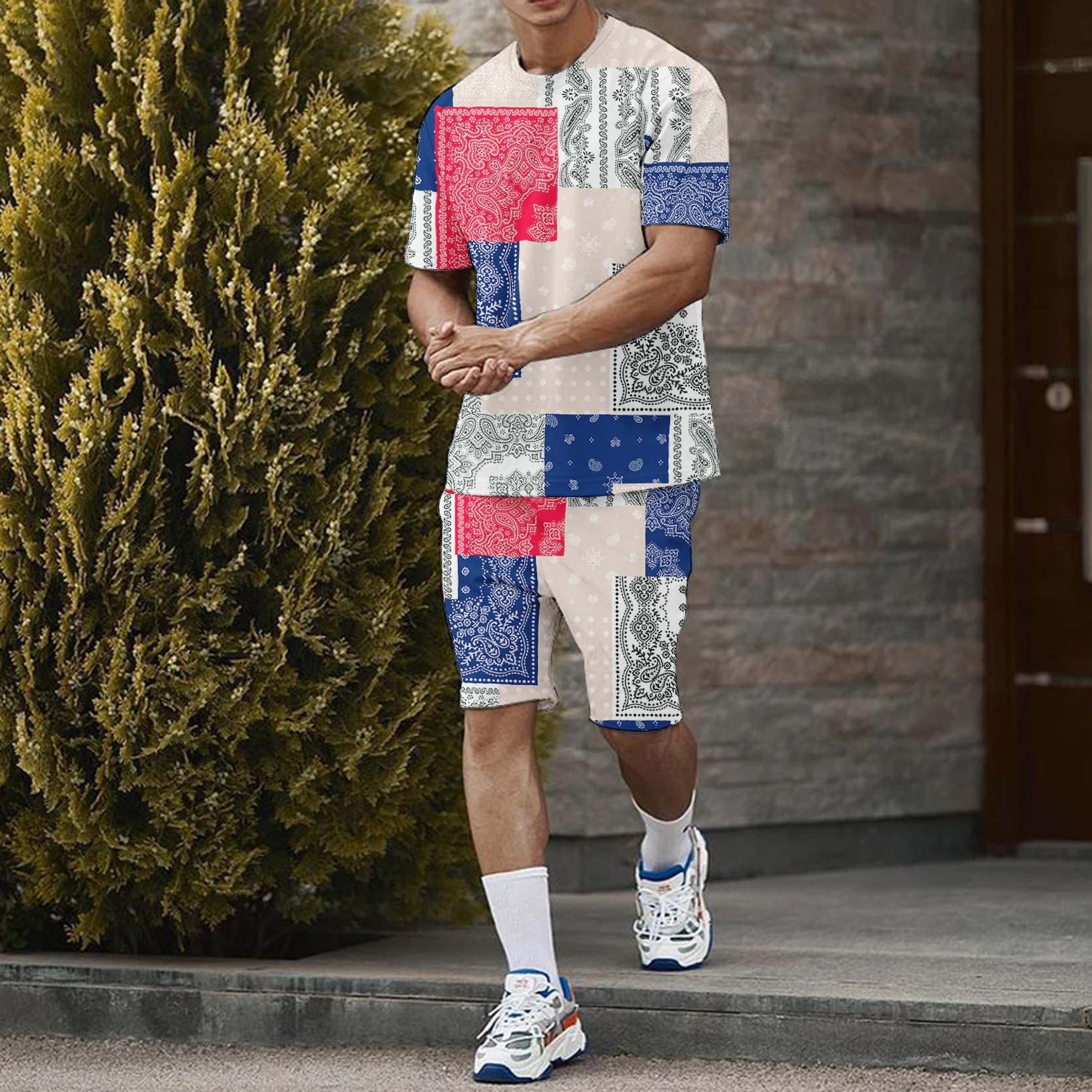 Summer Men Casual T-shirt Sets For Male Sport Streetwear Short Sleeve Pants Suit Fashion 3D Print Oversize Tracksuit Clothes